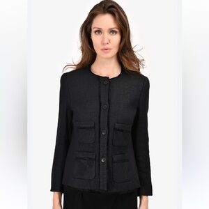 ESCADA Womens BLACK TWEED FRONT BLAZER SIZE 40 Classic Business Work Office